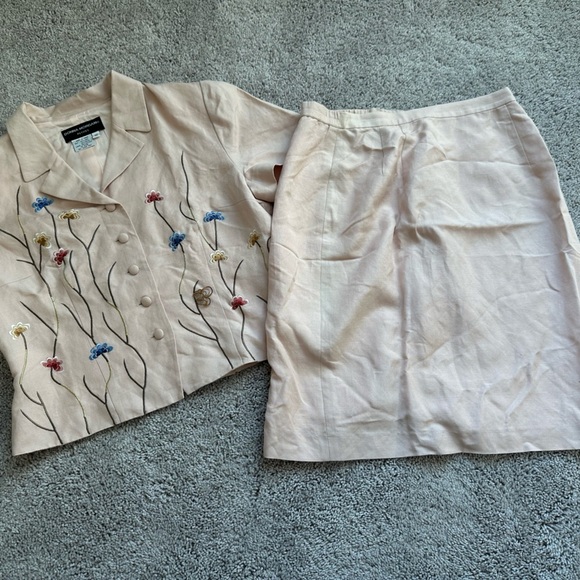 Vintage Donna Morgan Petite Size 12 floral business suit cottage white fairy - Picture 11 of 11